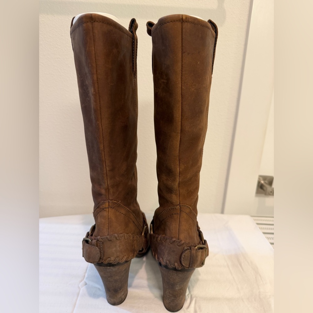Steve Madden Hailee Distressed Brown Leather Western Boots 10M - Picture 5 of 11